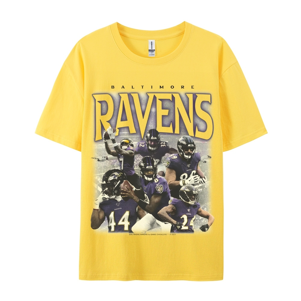 Classic Style Unisex-Adult Oversized Pure Cotton T-Shirt Graphic RAVENS TEE
