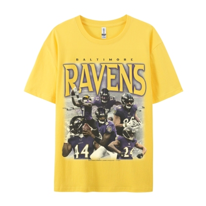 Classic Style Unisex-Adult Oversized Pure Cotton T-Shirt Graphic RAVENS TEE