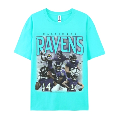Classic Style Unisex-Adult Oversized Pure Cotton T-Shirt Graphic RAVENS TEE