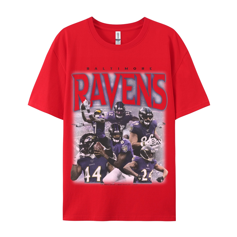 Classic Style Unisex-Adult Oversized Pure Cotton T-Shirt Graphic RAVENS TEE