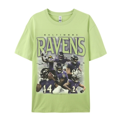 Classic Style Unisex-Adult Oversized Pure Cotton T-Shirt Graphic RAVENS TEE