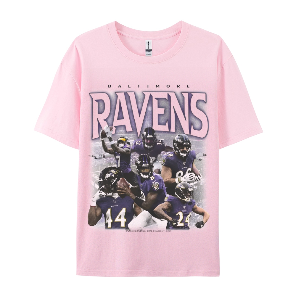Classic Style Unisex-Adult Oversized Pure Cotton T-Shirt Graphic RAVENS TEE