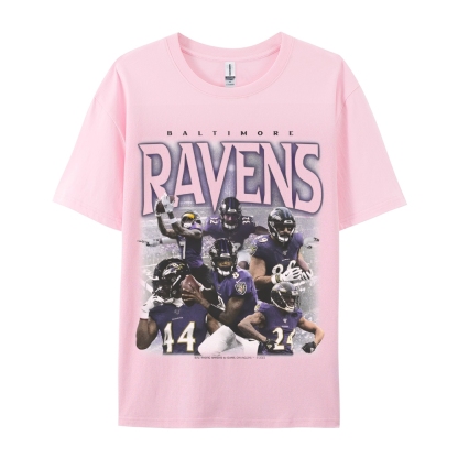 Classic Style Unisex-Adult Oversized Pure Cotton T-Shirt Graphic RAVENS TEE