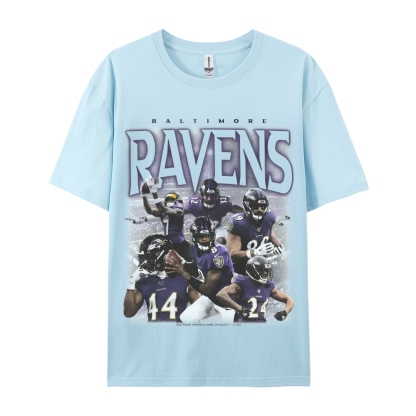 Classic Style Unisex-Adult Oversized Pure Cotton T-Shirt Graphic RAVENS TEE