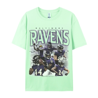 Classic Style Unisex-Adult Oversized Pure Cotton T-Shirt Graphic RAVENS TEE