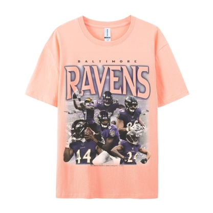 Classic Style Unisex-Adult Oversized Pure Cotton T-Shirt Graphic RAVENS TEE