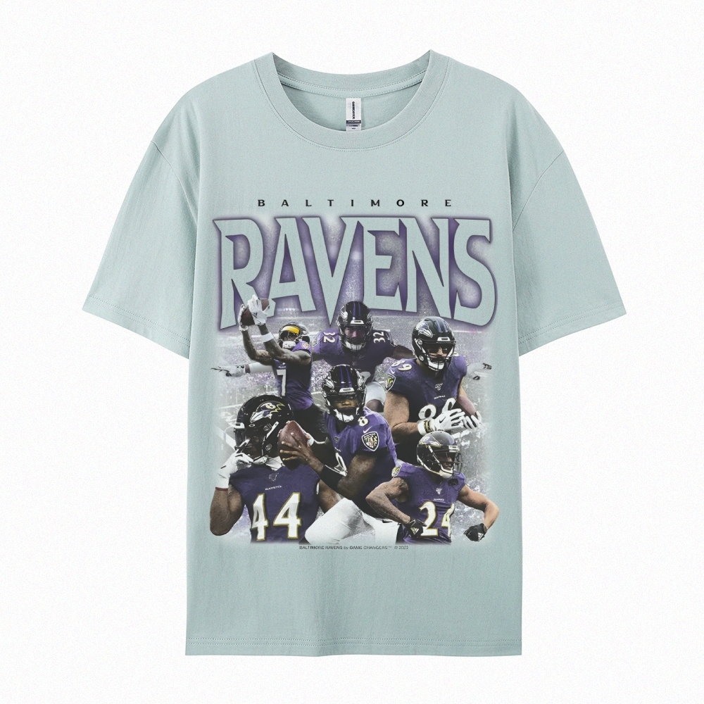 Classic Style Unisex-Adult Oversized Pure Cotton T-Shirt Graphic RAVENS TEE