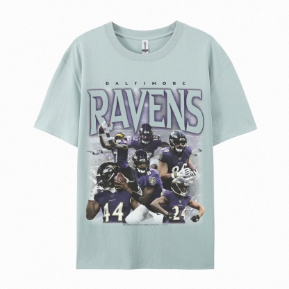 Classic Style Unisex-Adult Oversized Pure Cotton T-Shirt Graphic RAVENS TEE