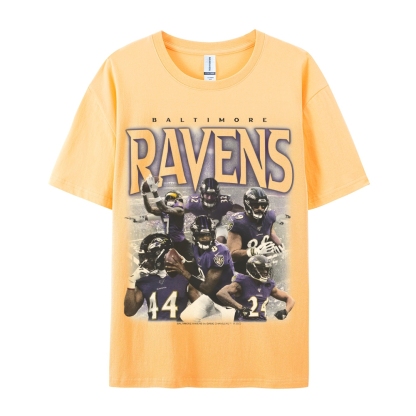 Classic Style Unisex-Adult Oversized Pure Cotton T-Shirt Graphic RAVENS TEE
