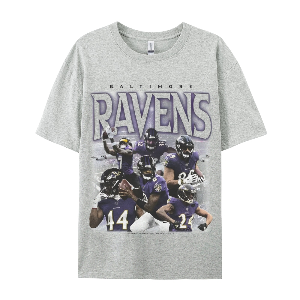 Classic Style Unisex-Adult Oversized Pure Cotton T-Shirt Graphic RAVENS TEE