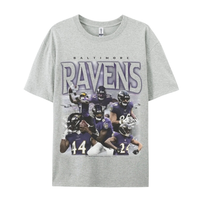 Classic Style Unisex-Adult Oversized Pure Cotton T-Shirt Graphic RAVENS TEE