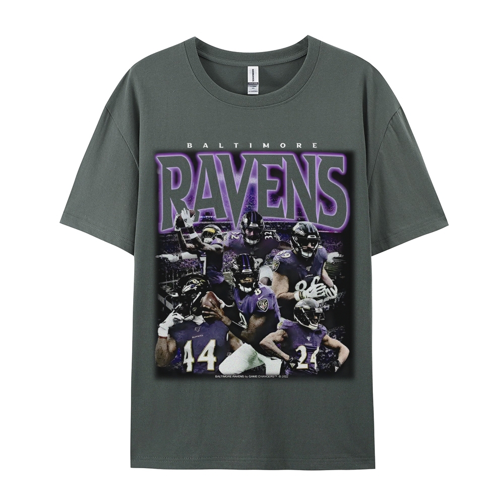 Classic Style Unisex-Adult Oversized Pure Cotton T-Shirt Graphic RAVENS TEE