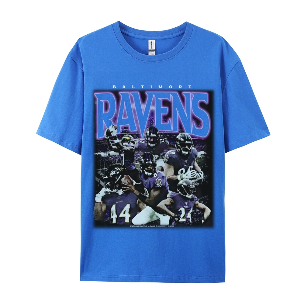Classic Style Unisex-Adult Oversized Pure Cotton T-Shirt Graphic RAVENS TEE