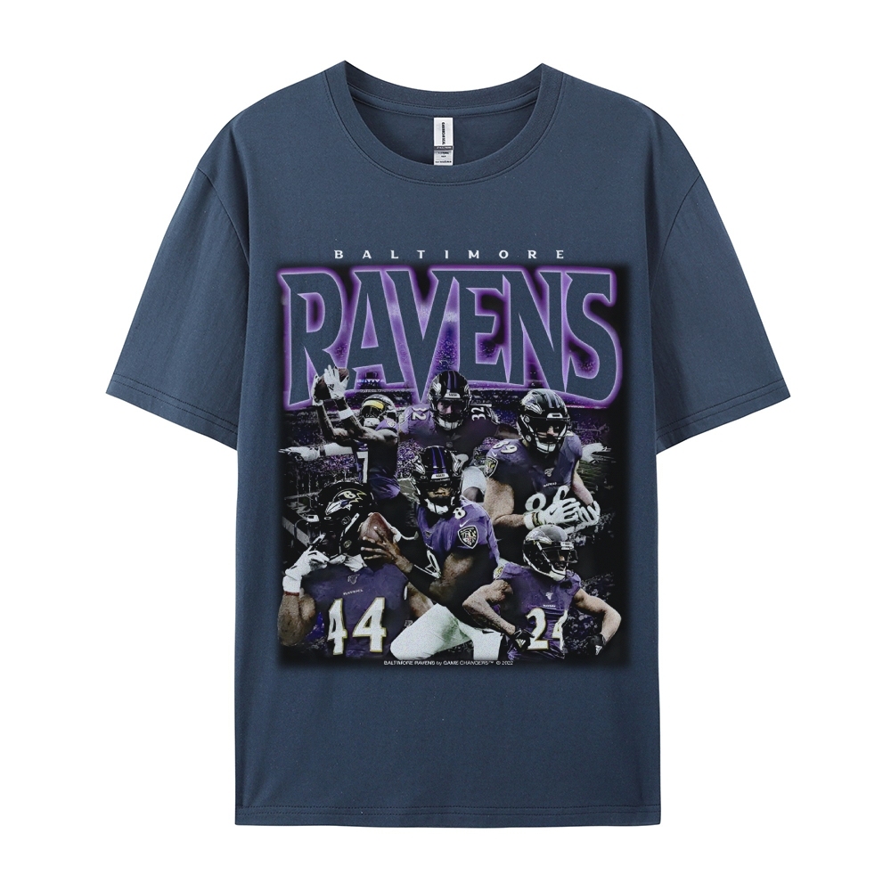 Classic Style Unisex-Adult Oversized Pure Cotton T-Shirt Graphic RAVENS TEE