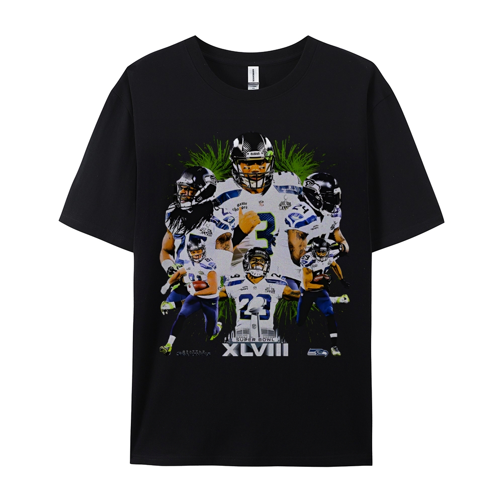 Unisex-Adult Ultra Cotton Washed T-Shirt Graphic SUPER BOWL XLVIII CHAMPS - SEAHAWKS TEE