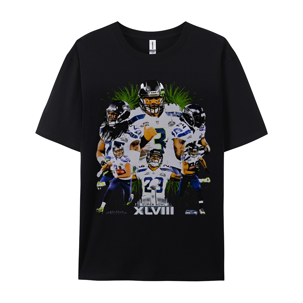 Unisex-Adult Ultra Cotton Washed T-Shirt Graphic SUPER BOWL XLVIII CHAMPS - SEAHAWKS TEE