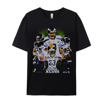 Unisex-Adult Ultra Cotton Washed T-Shirt Graphic SUPER BOWL XLVIII CHAMPS - SEAHAWKS TEE