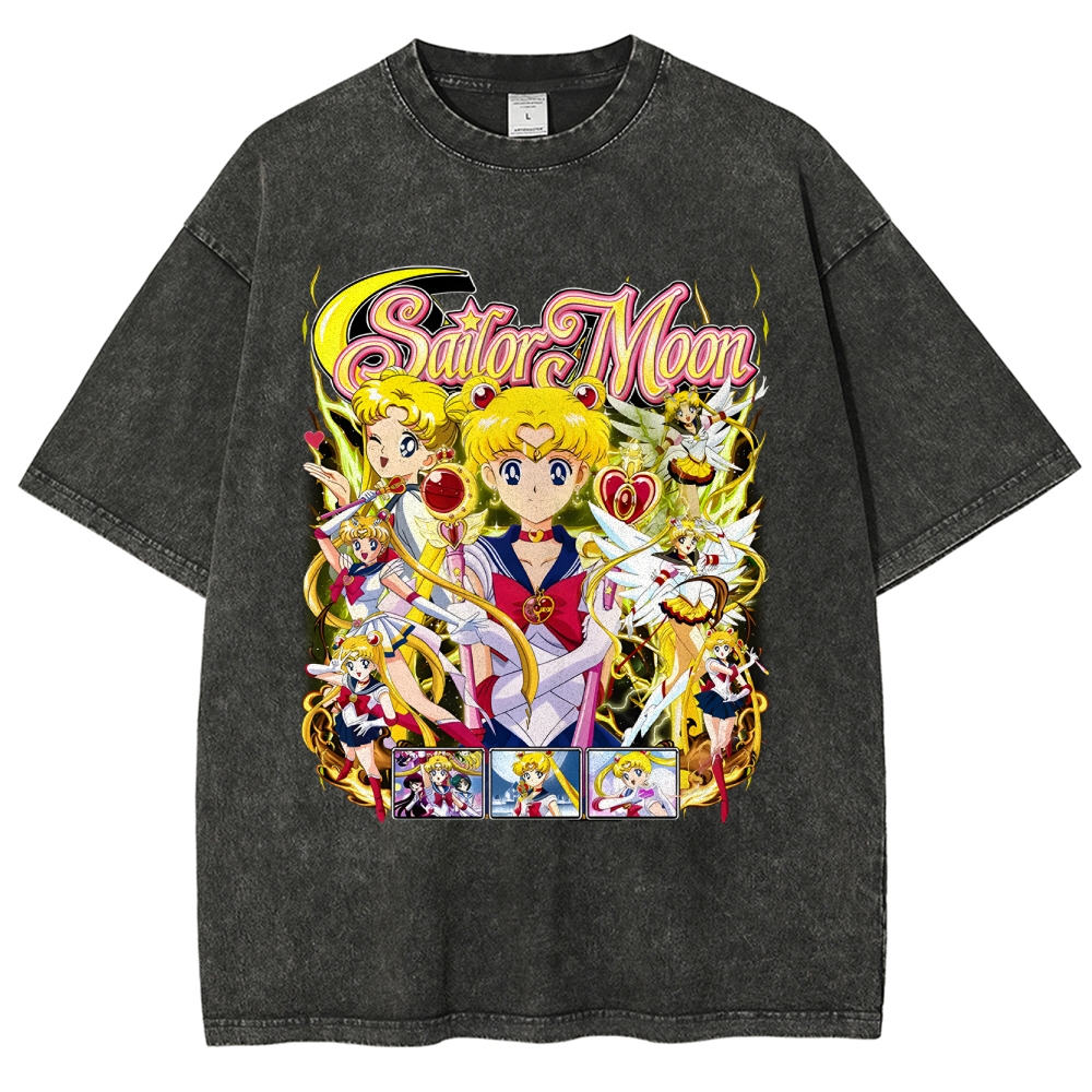 Unisex-Adult Ultra Cotton Washed T-Shirt Graphic Sailor Moon