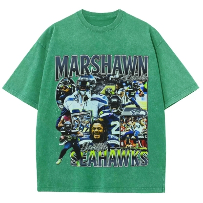 Unisex-Adult Ultra Cotton Washed T-Shirt Graphic MARSHAWN LYNCH TEE