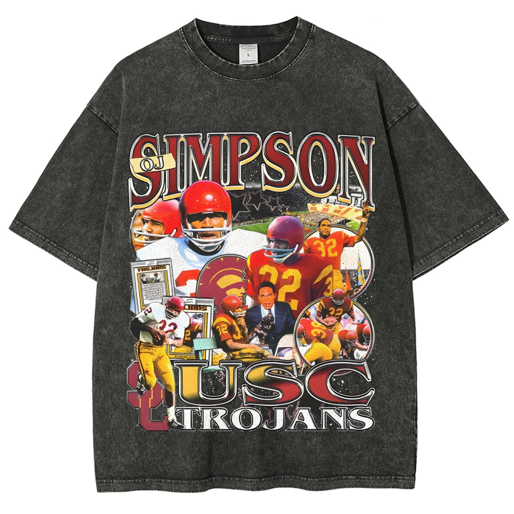 Unisex-Adult Ultra  Washed T-Shirt Graphic OJ SIMPSON - USC TEE
