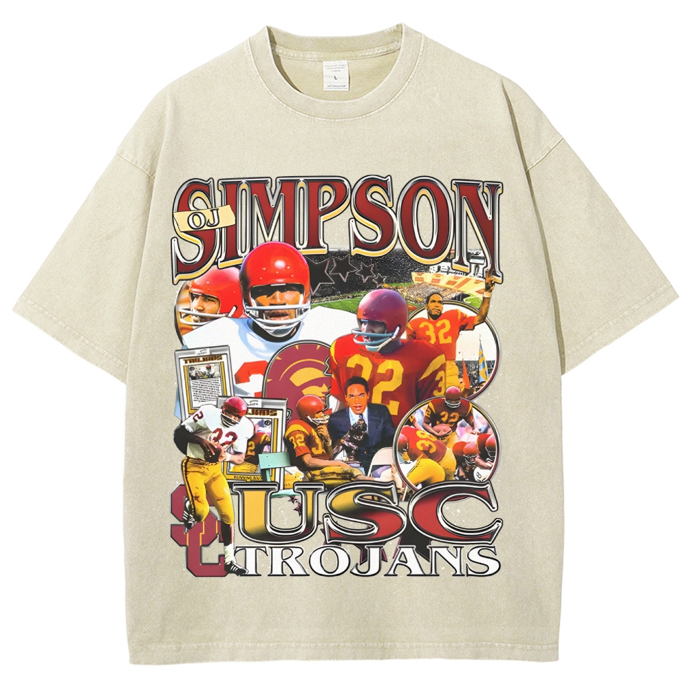 Unisex-Adult Ultra  Washed T-Shirt Graphic OJ SIMPSON - USC TEE