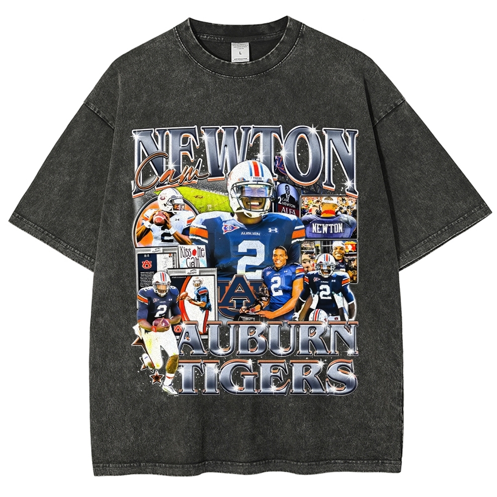 Unisex-Adult Ultra Cotton Washed T-Shirt Graphic CAM NEWTON - AUBURN T