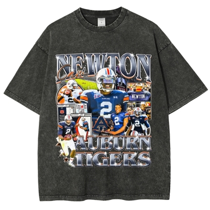 Unisex-Adult Ultra Cotton Washed T-Shirt Graphic CAM NEWTON - AUBURN TEE