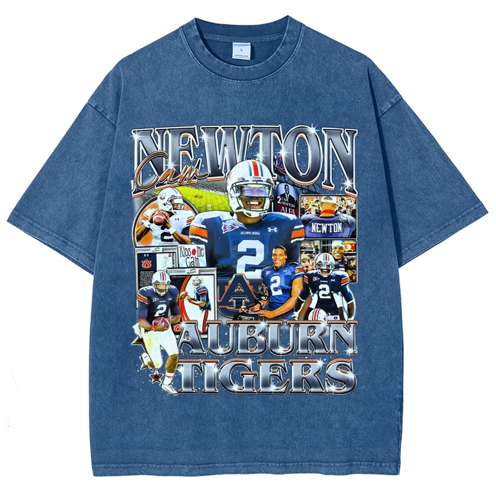 Unisex-Adult Ultra Cotton Washed T-Shirt Graphic CAM NEWTON - AUBURN TEE