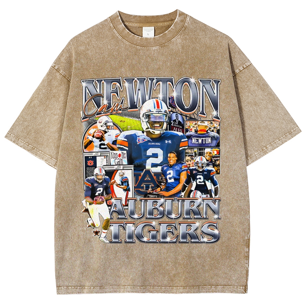 Unisex-Adult Ultra Cotton Washed T-Shirt Graphic CAM NEWTON - AUBURN TEE
