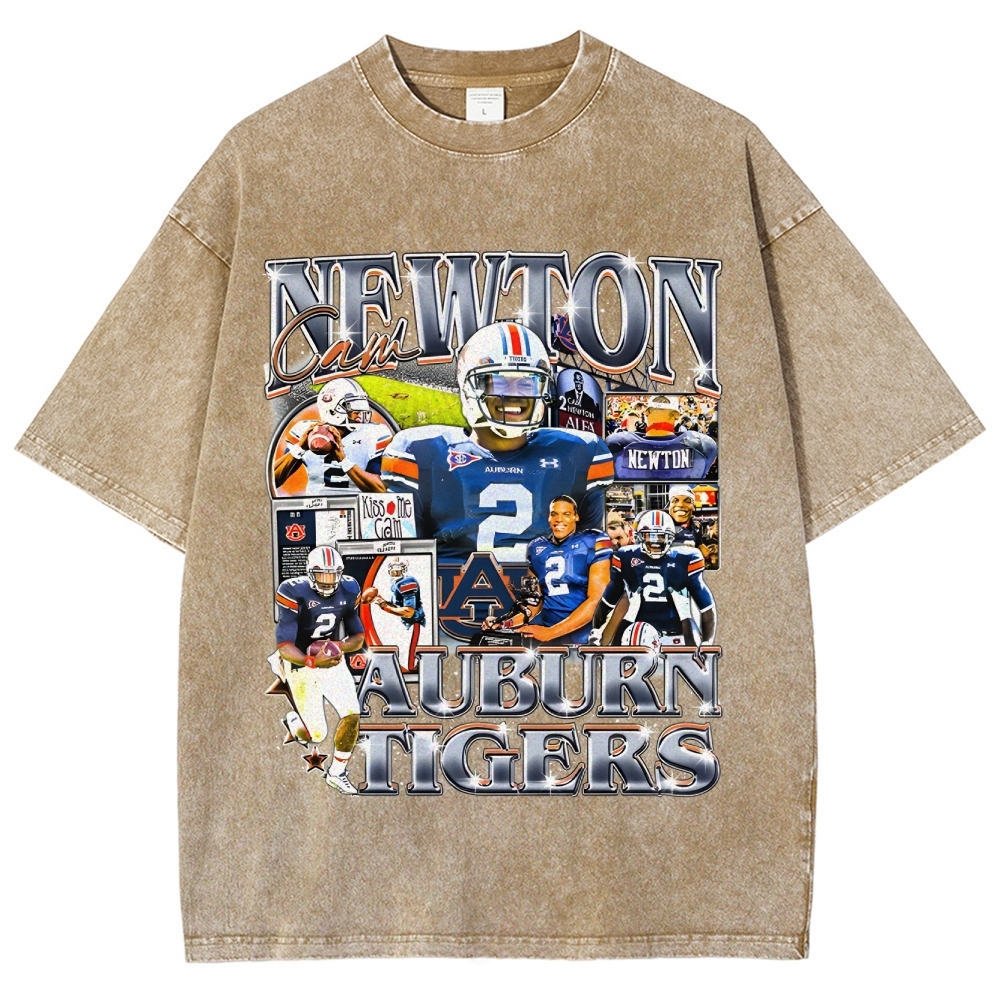 Unisex-Adult Ultra Cotton Washed T-Shirt Graphic CAM NEWTON - AUBURN TEE