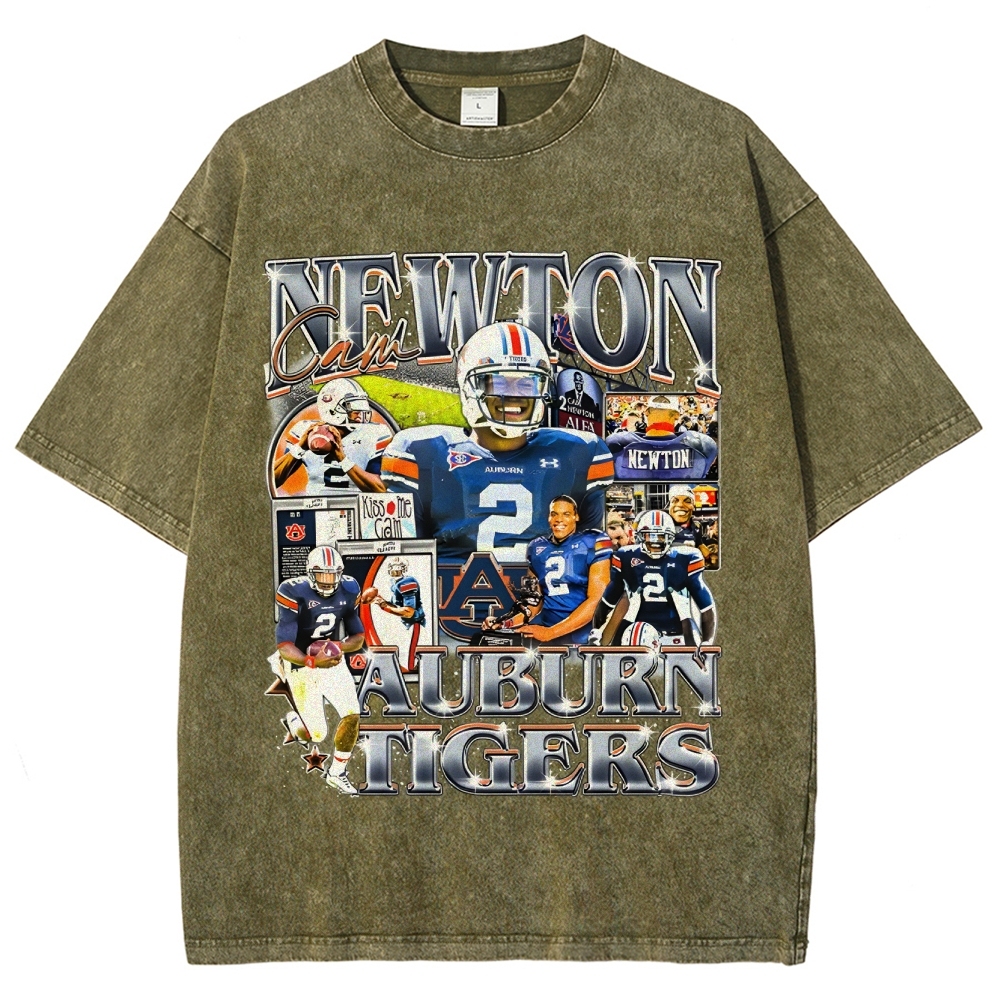 Unisex-Adult Ultra Cotton Washed T-Shirt Graphic CAM NEWTON - AUBURN TEE