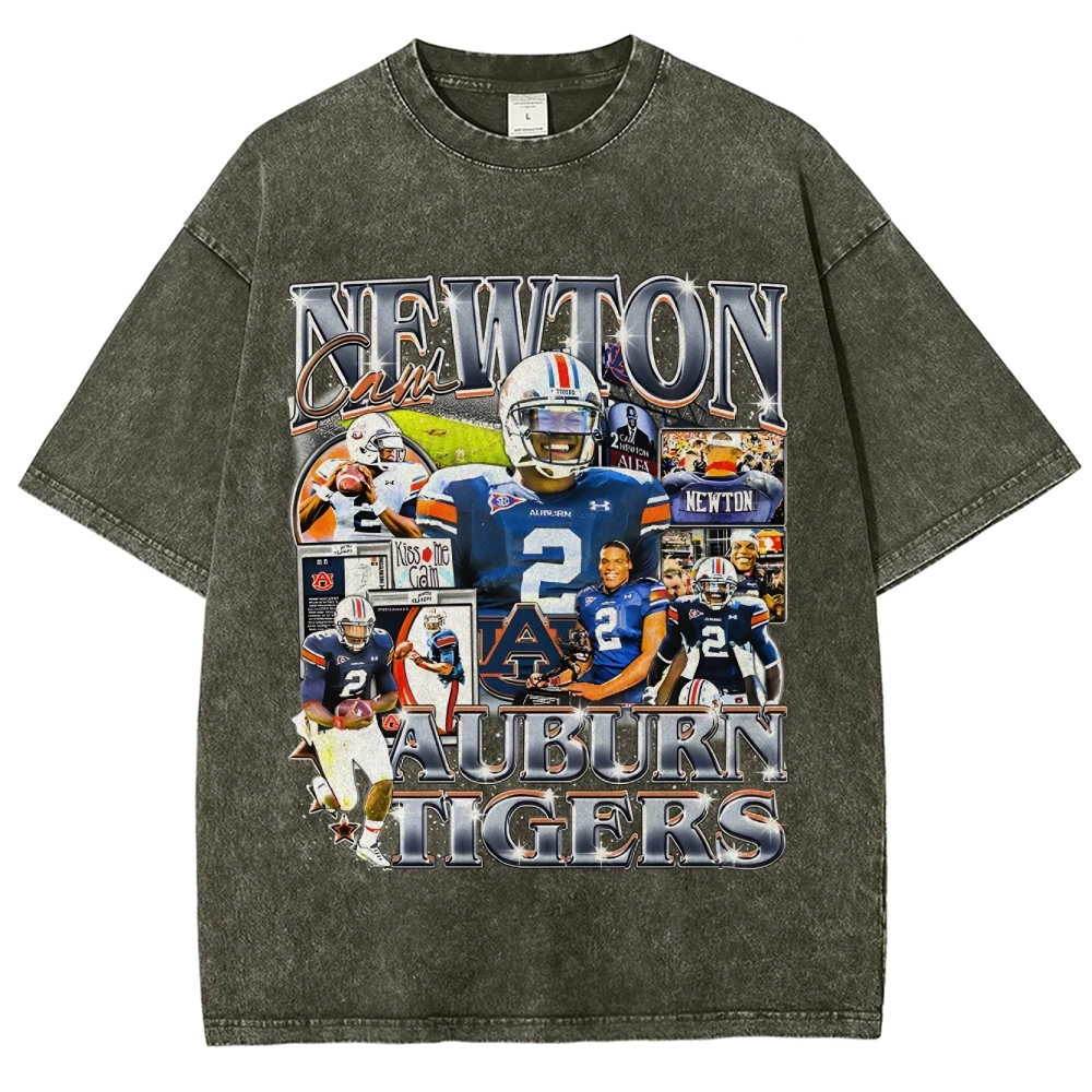 Unisex-Adult Ultra Cotton Washed T-Shirt Graphic CAM NEWTON - AUBURN TEE