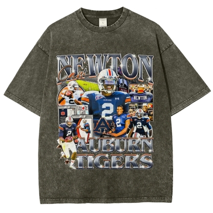 Unisex-Adult Ultra Cotton Washed T-Shirt Graphic CAM NEWTON - AUBURN TEE