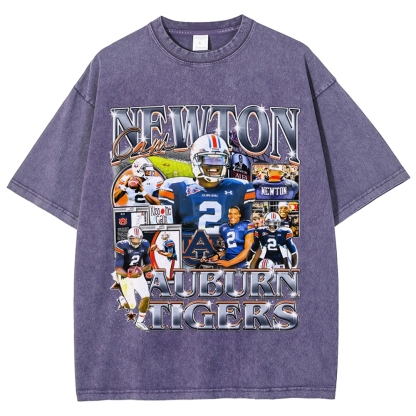 Unisex-Adult Ultra Cotton Washed T-Shirt Graphic CAM NEWTON - AUBURN TEE
