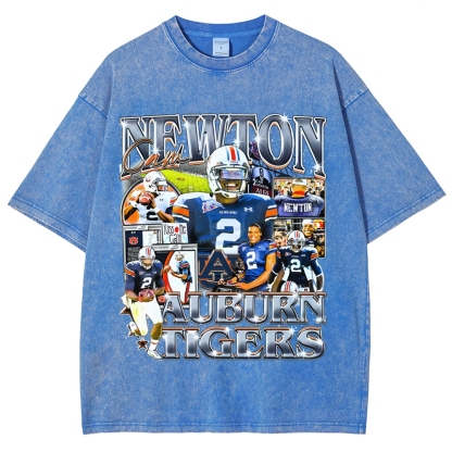 Unisex-Adult Ultra Cotton Washed T-Shirt Graphic CAM NEWTON - AUBURN TEE