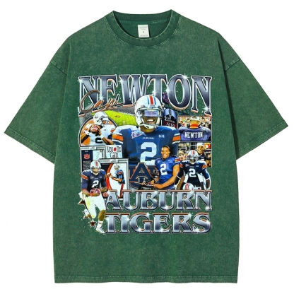 Unisex-Adult Ultra Cotton Washed T-Shirt Graphic CAM NEWTON - AUBURN TEE