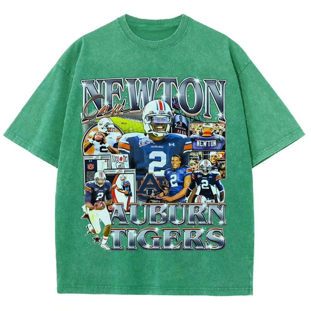 Unisex-Adult Ultra Cotton Washed T-Shirt Graphic CAM NEWTON - AUBURN TEE