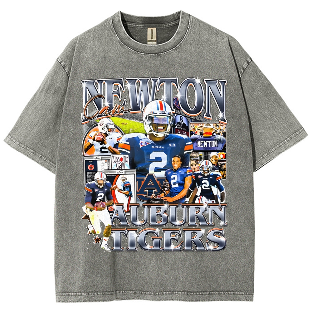 Unisex-Adult Ultra Cotton Washed T-Shirt Graphic CAM NEWTON - AUBURN TEE