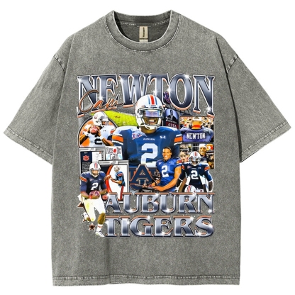 Unisex-Adult Ultra Cotton Washed T-Shirt Graphic CAM NEWTON - AUBURN TEE