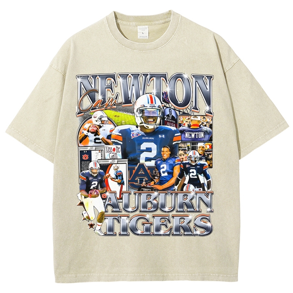 Unisex-Adult Ultra Cotton Washed T-Shirt Graphic CAM NEWTON - AUBURN TEE