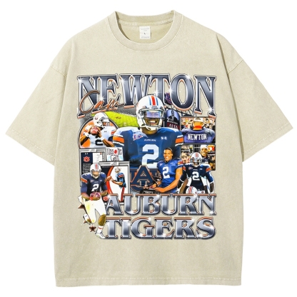 Unisex-Adult Ultra Cotton Washed T-Shirt Graphic CAM NEWTON - AUBURN TEE