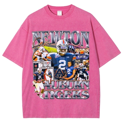 Unisex-Adult Ultra Cotton Washed T-Shirt Graphic CAM NEWTON - AUBURN TEE