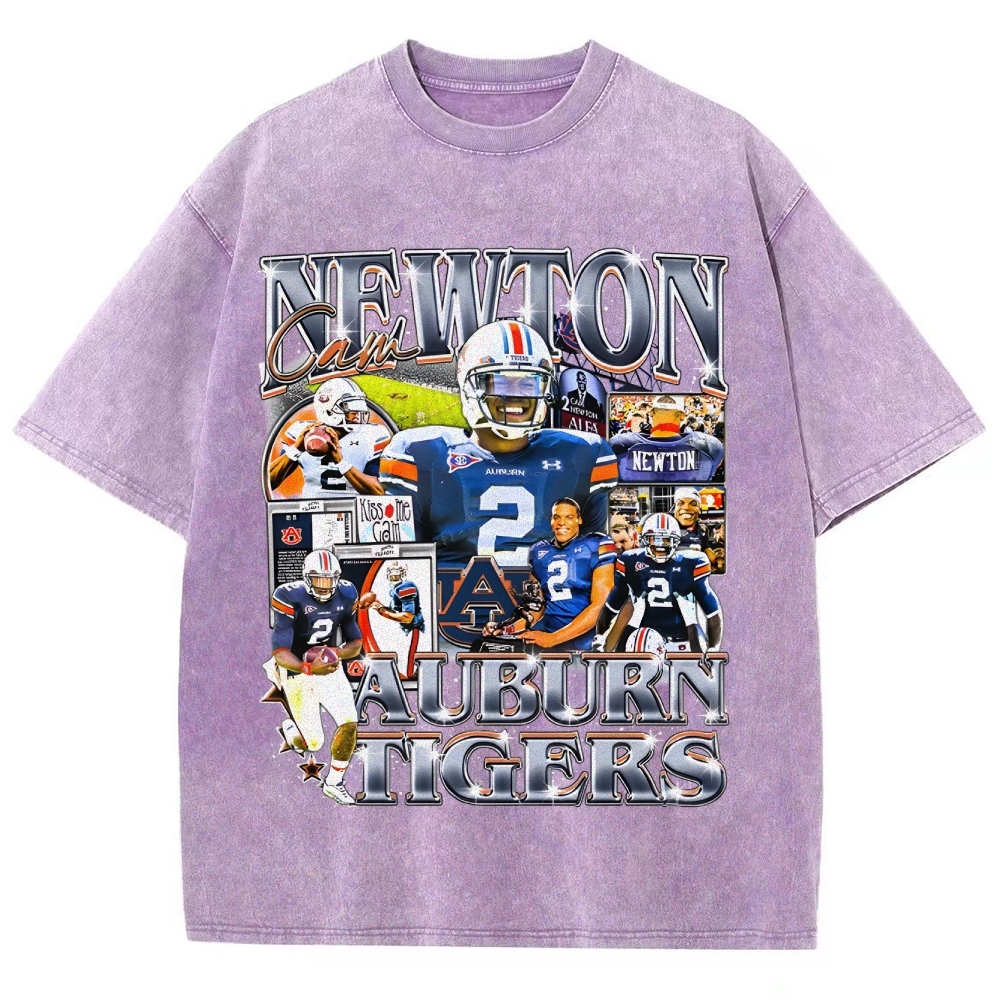 Unisex-Adult Ultra Cotton Washed T-Shirt Graphic CAM NEWTON - AUBURN TEE