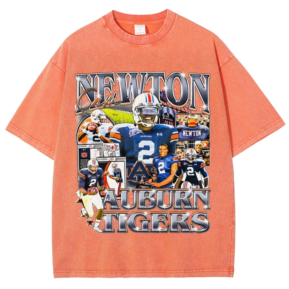 Unisex-Adult Ultra Cotton Washed T-Shirt Graphic CAM NEWTON - AUBURN TEE