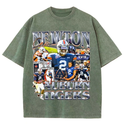 Unisex-Adult Ultra Cotton Washed T-Shirt Graphic CAM NEWTON - AUBURN TEE