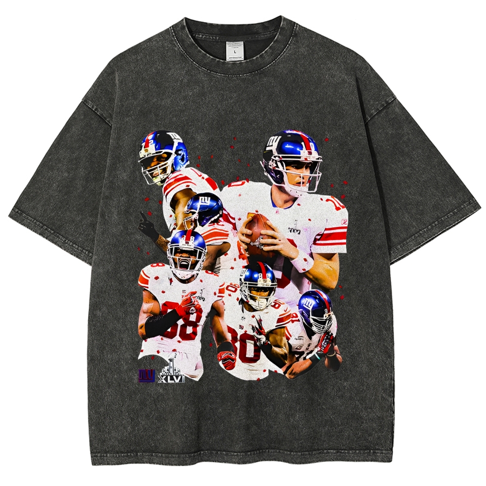 Unisex-Adult Ultra Cotton Washed T-Shirt Graphic SUPER BOWL XLVI CHAMPS - GIANTS TEE - [DS]