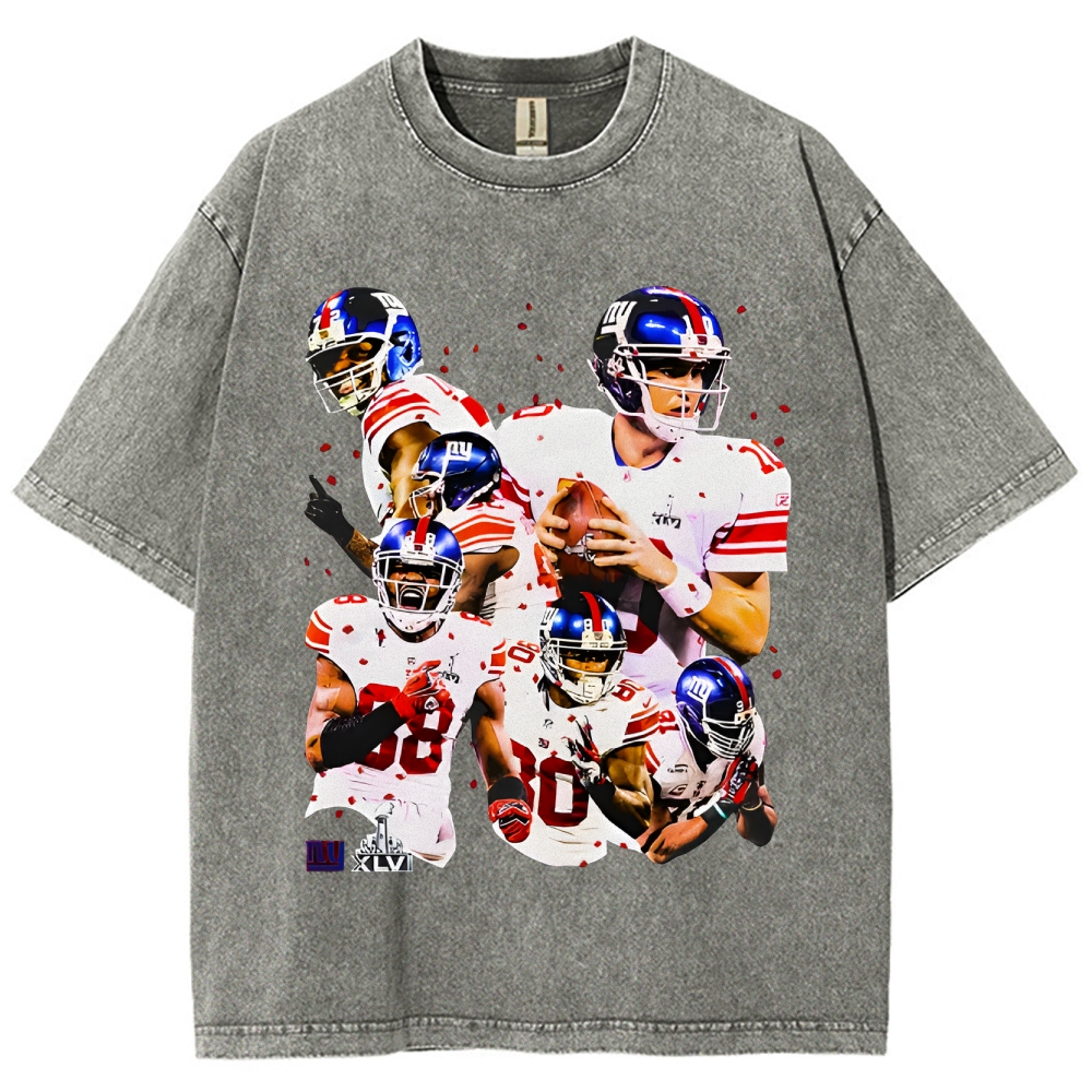 Unisex-Adult Ultra Cotton Washed T-Shirt Graphic SUPER BOWL XLVI CHAMPS - GIANTS TEE - [DS]