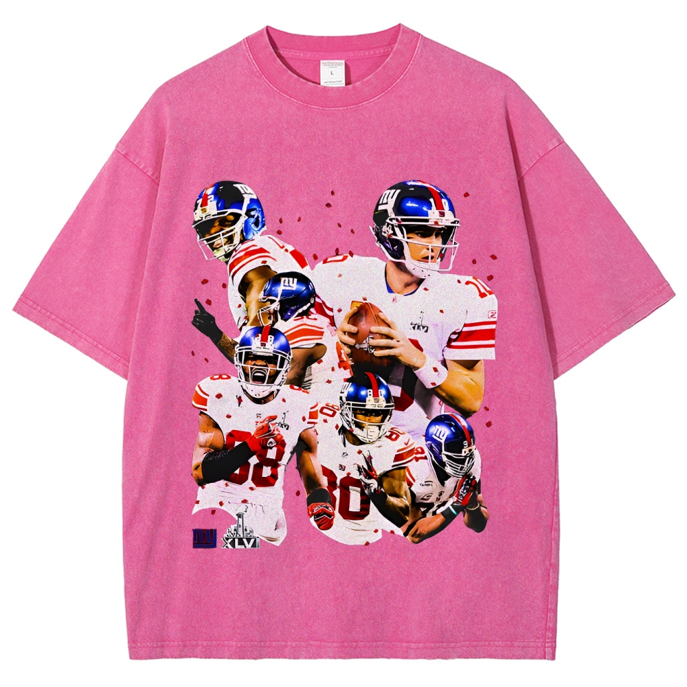 Unisex-Adult Ultra Cotton Washed T-Shirt Graphic SUPER BOWL XLVI CHAMPS - GIANTS TEE - [DS]