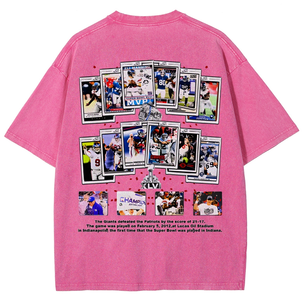 Unisex-Adult Ultra Cotton Washed T-Shirt Graphic SUPER BOWL XLVI CHAMPS - GIANTS TEE - [DS]