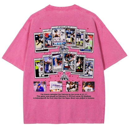 Unisex-Adult Ultra Cotton Washed T-Shirt Graphic SUPER BOWL XLVI CHAMPS - GIANTS TEE - [DS]